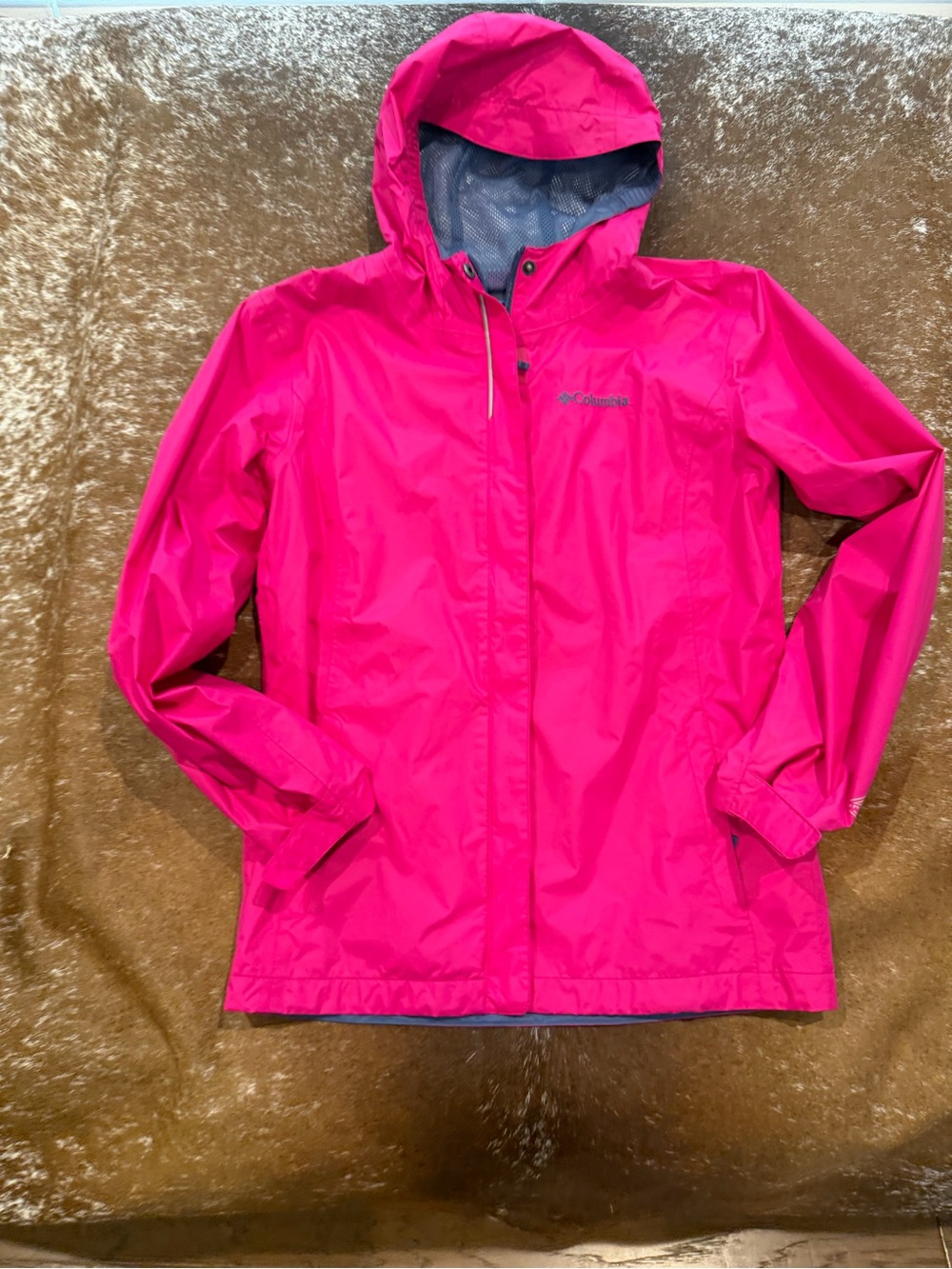 Columbia Girls Youth Large Hot Pink Hooded Rain Jacket